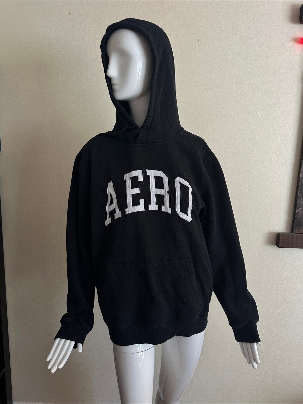 Aeropostale Black Hoodie with White AERO Chest Logo